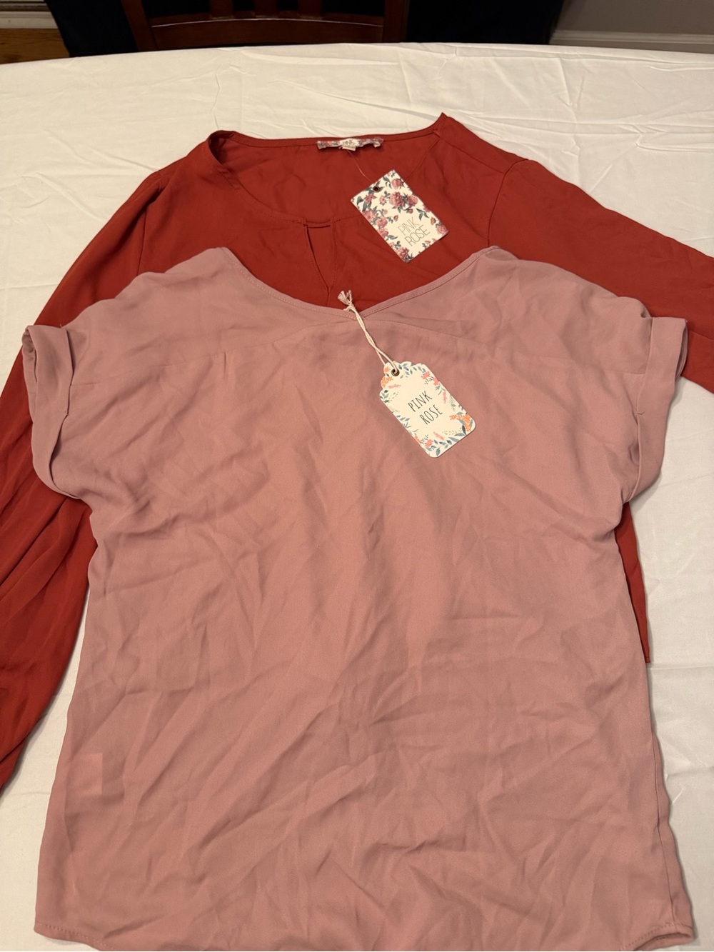 Pink Rose set of 2 Blouse in Dusty Rose and Rust